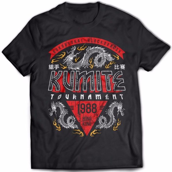 

2018 new short sleeve cotton man clothing t shirt homme kumite tournament bloodsport kung fu martial artsert shirt sale