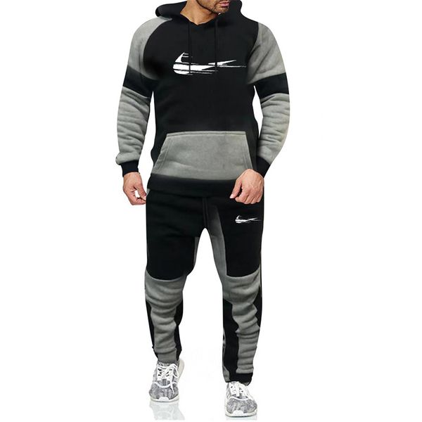 

2020 new style sports track suit men's 2-piece hooded sweatshirt autumn and winter men's pullover hoodie pants ropa hombre s-3xl, Gray
