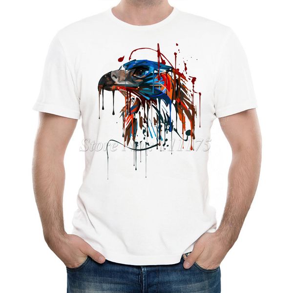 

new arrivals 2019 men's fashion eagle painting design t shirt cool summer short sleeve tee