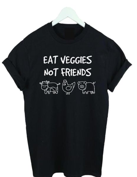 

eat veggies not friends white t-shirt vegetarian,vegan,tee,kid sm cool casual pride t shirt men new fashion