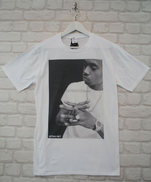 

actual fact nas white hip hop rapper urban crew neck tee t-shirt brand t shirt homme tees