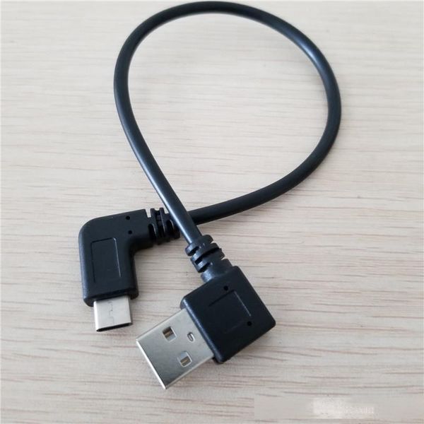 

10pcs/lot usb 90 degree right angle adapter to usb type c 24pin data extension cable 25cm for mobile phone