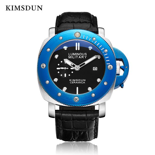 

kimsdun quartz watch men round rose gold complete calendar watches luxury 3bar water resistant buckle reojes de hombre, Slivery;brown
