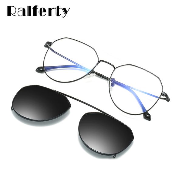 

ralferty ultra-light prescription sunglasses myopia ladies women polarized clip on glasses frame polar optics 2 in 1 z17197, White;black