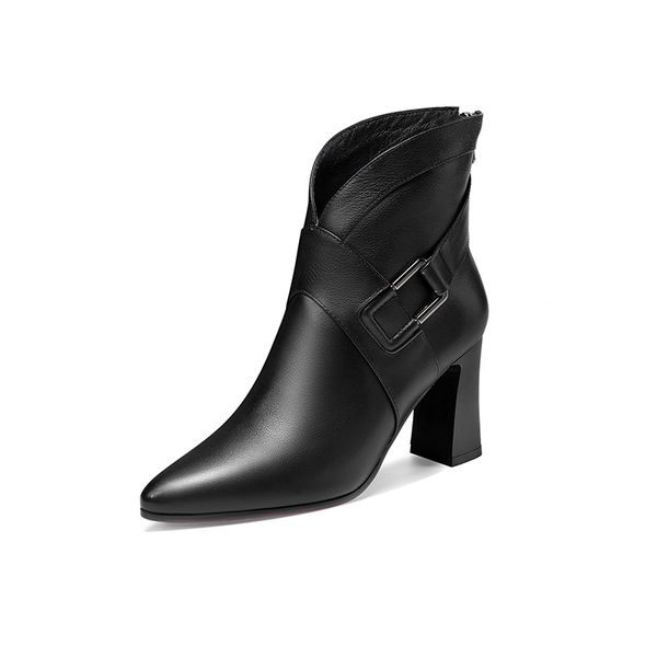 

elegant women ankle boots for women high heels boots side zipper 2020 autumn winter wedding party shoes woman, Black