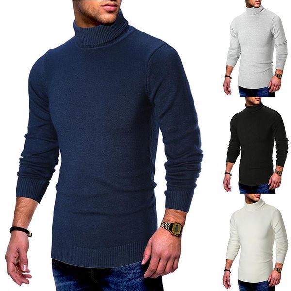 

high neck pullover sweaters fashion mens sweaters solid color mens designer sweaters casual slim long sleeved, White;black