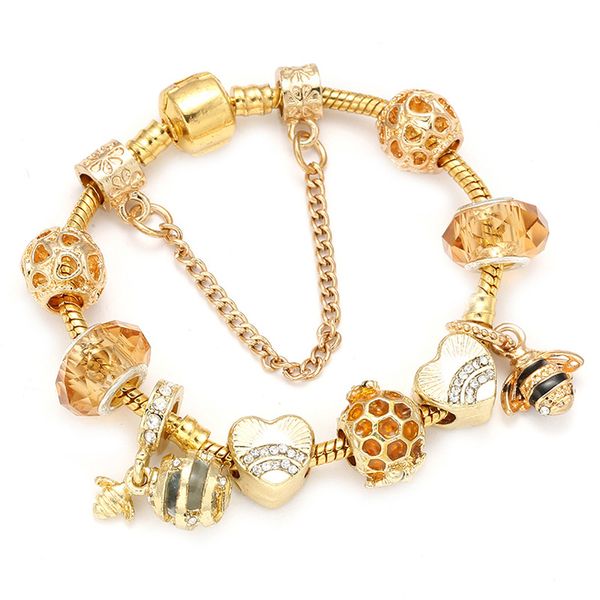 

new cartoon bracelet fashion diy hardworking little bee lady jewelry simple and elegant temperament individual chain delicate, Golden;silver