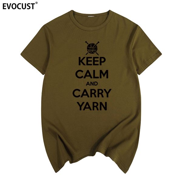 

keep calm and carry yarn summer print t-shirt cotton men t shirt new women tee