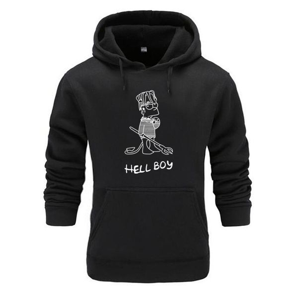 

2020 new lil peep hellboy hell boy bart simpson style shirts hoodie for mens size s-3xl hoody, Black