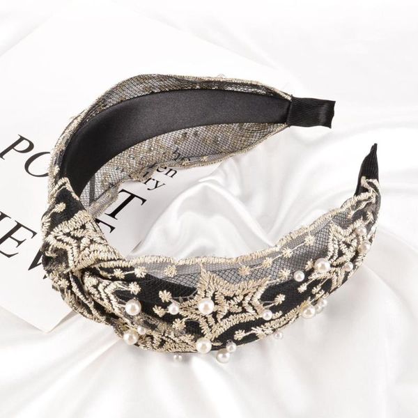 

hair accessories women lace pearl headband net yarn fashion bands wide-sided knotted embroidery star simple fe