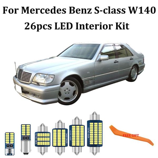 

26pc white 100% error for s class w140 s320 s350 s420 s500 s600 led interior dome lamp lights kit (1994-1998