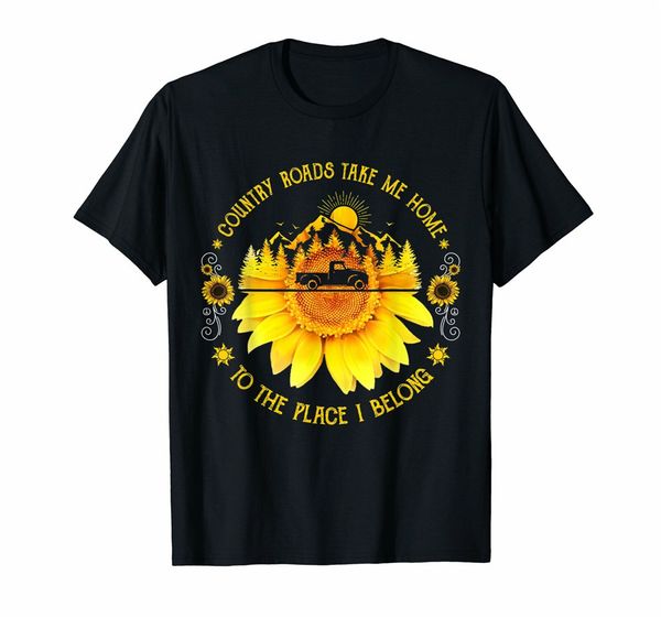 

sunflower country roads take me home funny farmer shirt gift t-shirt street wear fashion tee shirt