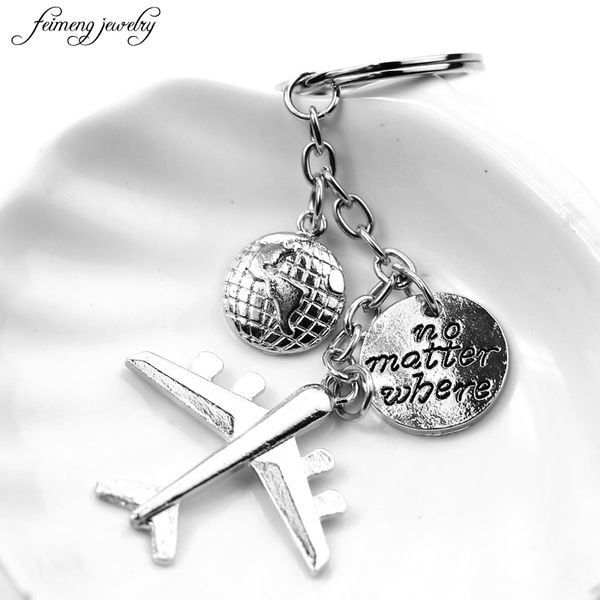 

1pc земли самолет keychains no matter где подвеска путешествия брелоков дружба лучший друг jewelry поделки ручной работы drop shipping, Silver