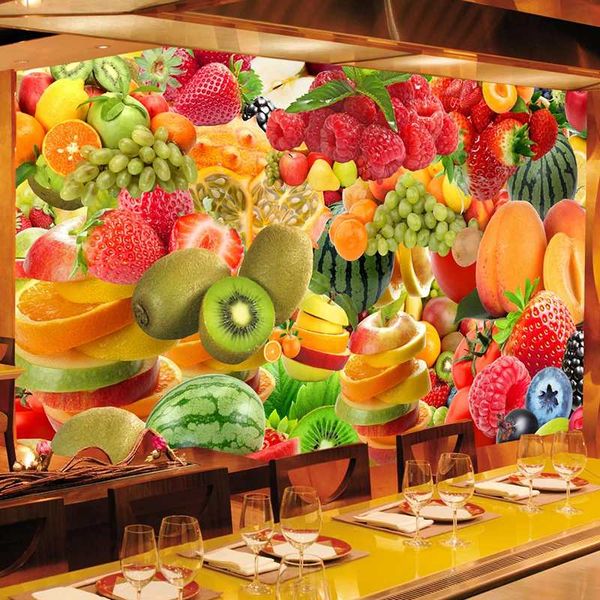 

custom 3d wallpaper murals peach apple watermelon fresh fruit poster wall painting living room kitchen fruit shop decor mural