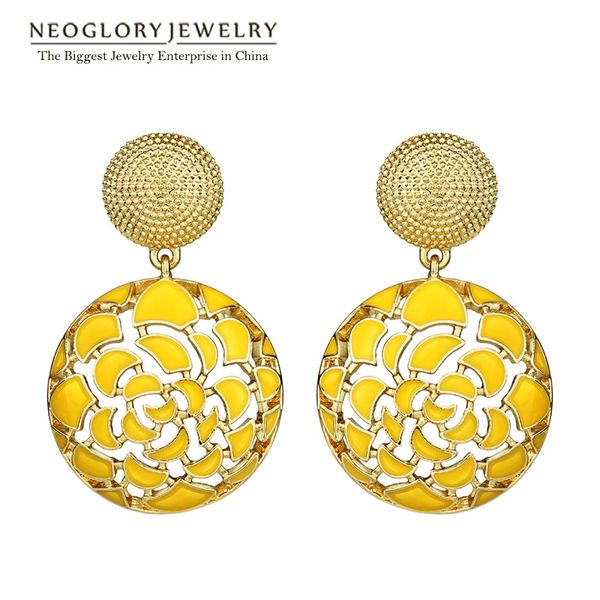 

dangle & chandelier neoglory jewelry four colors round bohemian vintage enamel statement drop earrings punk for women 2021 gifts, Silver