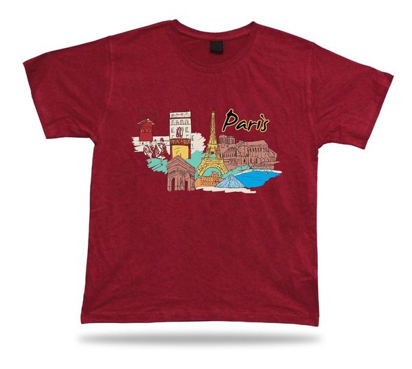 

париж eiffelturm триумфальная арка нотр-дам новые 2019 мода горячие мужские футболки лета o шеи хлопка custom напечатаны футболки