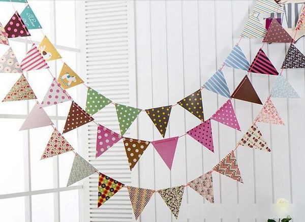 

fashion 12 flags bunting pennant flags banner garland wedding/birthday/baby shower party decoration