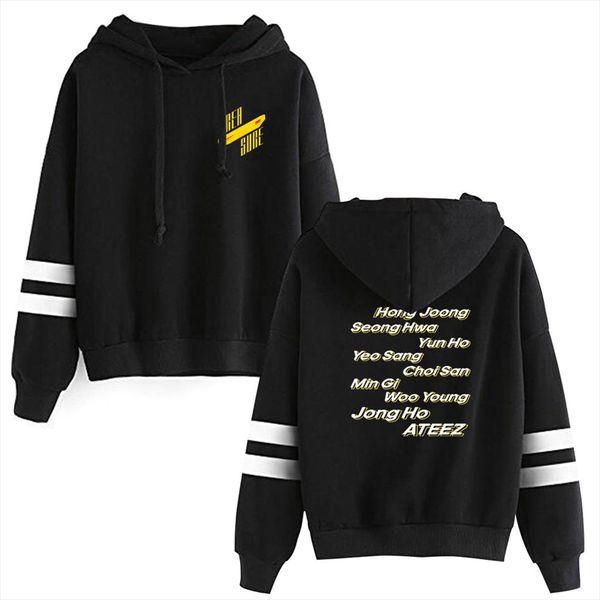 

2020 ateez hooded sweatshirts kpop ateez hoodie a teenager z women long sleeve pullover hoodies casual clothes, Black