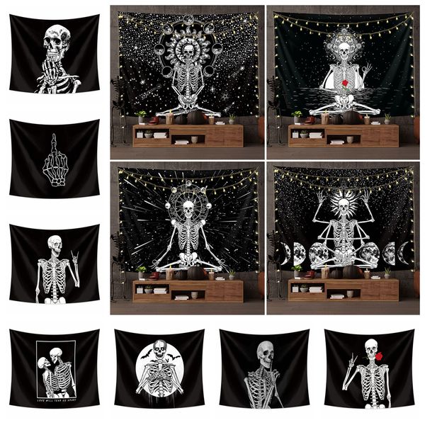 

skull tapestry euramerican fashion polyester wall hanging hallowmas decor printed tablecloth yoga mat beach towel party bar backdrop ffa4428