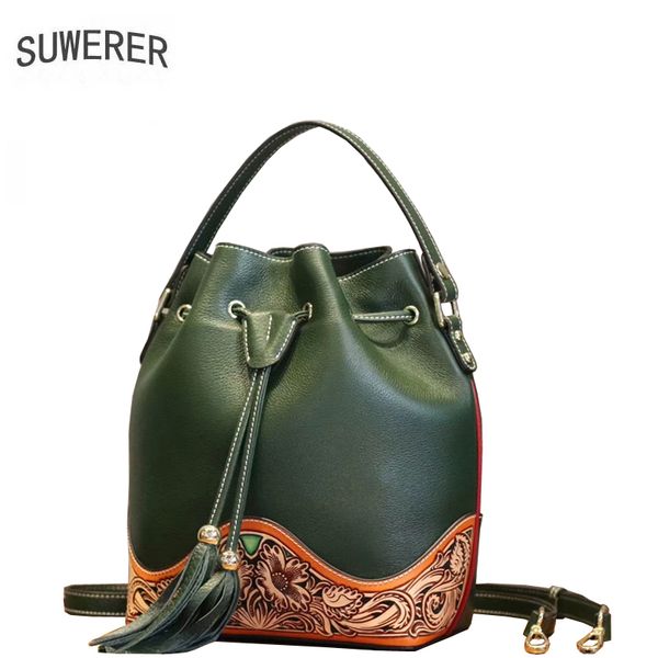 

suwerer 2020 new hand carved real cowhide bag luxury handbags women bags designer women genuine leather bag famous brands