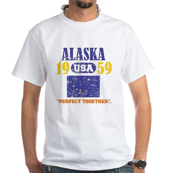 

горячая продажа мужчины футболка мода alaska / сша 1959 государственность