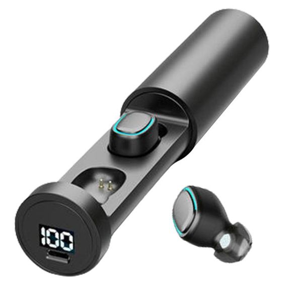 

bluetooth 5.0 wireless sports led power display fingerprint touch control running headset with case