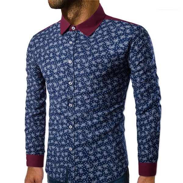 

print mens designer shirts fashion panelled single breasted mens shirts casual lapel neck males clothing floral, White;black