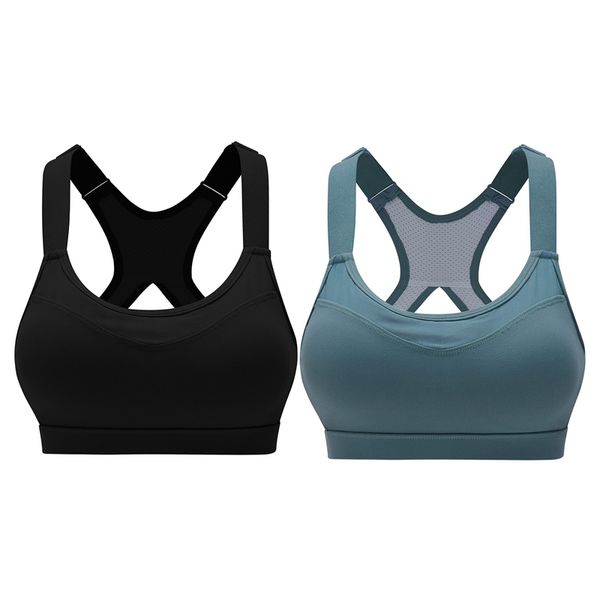

gym clothing 2pcs sports bra adjustable spaghetti straps fitness women sport for running yoga - black  & cyan s, White;black