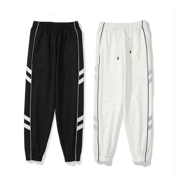 

fashion letters embroidery sweatpants for mens women pants spring autumn casual track pants drawstring reflection jogger pant 2 colors, Black