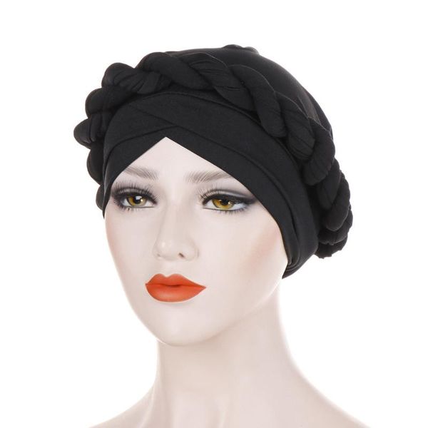 

fashion women braid india hat muslim ruffle cancer chemo beanie turban wrap cap a small close-fitting hat worn on the head#lr2, Blue;gray