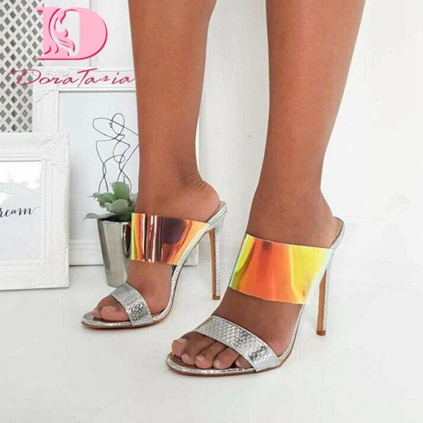 

dress shoes doratasia 2021 fashion women mules sandals thin heels peep toe platform mixed colors pumps summer party woman, Black
