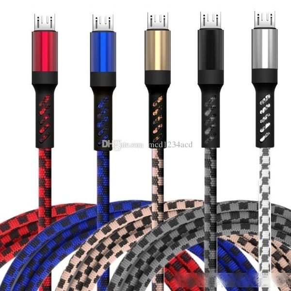 

1m 3ft type c micro usb cable nylon braided wire for samsung galaxy s6 s7 s8 s9 s10 note 2 4 htc lg android phone