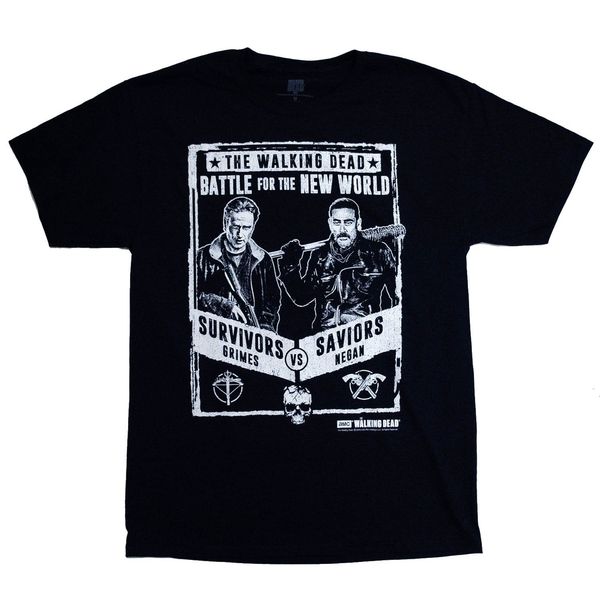 

walking dead the men's grimes negan fight poster t-shirt