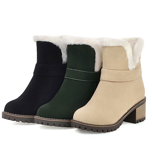

women snow boots woman winter shoes ladies med heel platform slip on round toe black big size 2020 new fashion ing