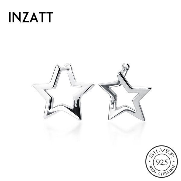 

hoop & huggie inzareal 925 sterling silver minimalist hollow star earrings for fashion women party cute fine jewelry accessories gift, Golden;silver