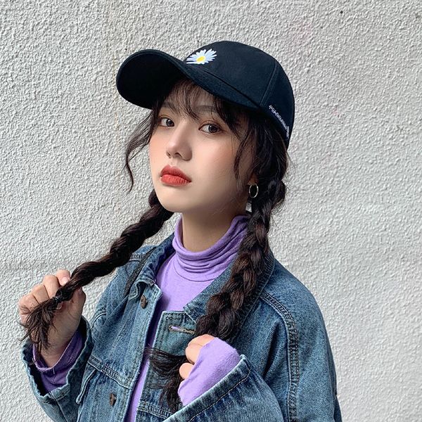 

cap female ins new net red daisy baseball cap all-match letter embroidery students, Blue;gray