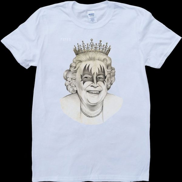 

2020 new short sleeve casual queen elizabeth ii kiss mashup funny white, custom made men's t-shirt funny clothing t shirts