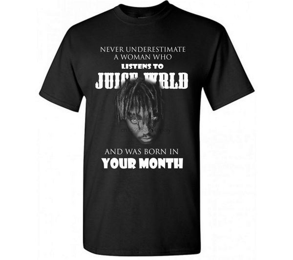 

personalized shirt never underestimate a woman listens to juice wrld t shirt