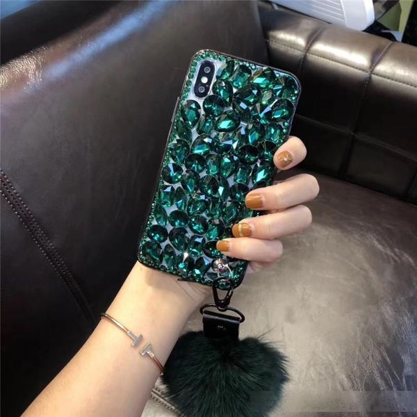 

luxury premium bling diamond fur ball case for iphone xr xs max x 8 7 6s plus bling glitter crystal phone case