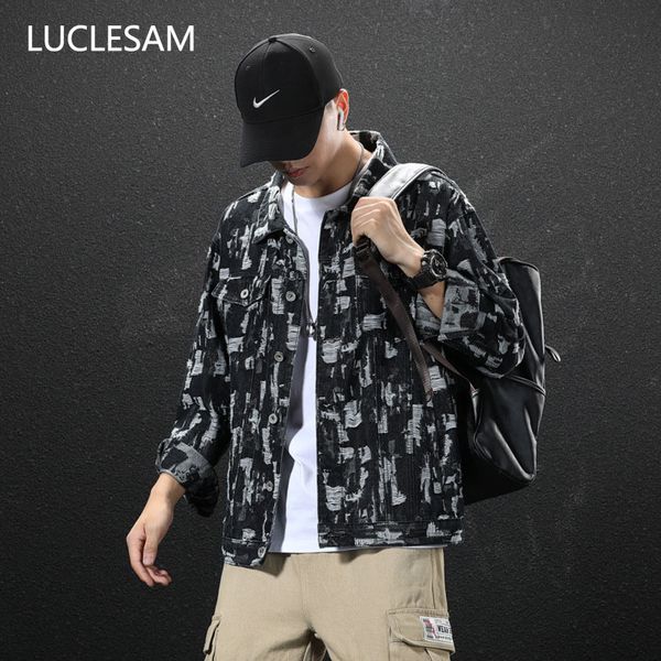 

male irregular ripped denim jacket destoryed holes vintage loose mens jeans jacket fashion hip hop cowboy coat men plus size 5xl, Black;brown