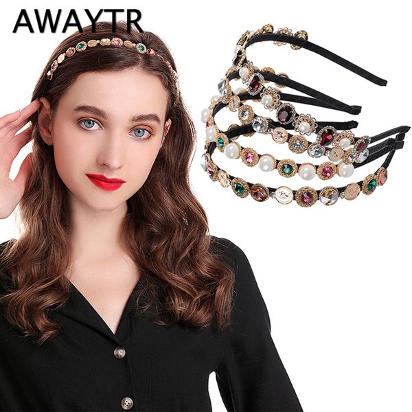 

hair accessories awaytr headband women luxury rhinestone jewelry bridal tiara crown wedding headwear girls hairband
