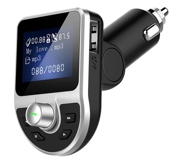 

100pcs bluetooth carkit handsfm-zender aux audio mp3-speler bluetooth stereo a2dp muziekspeler 3.1a charger