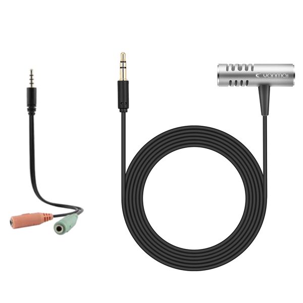 

3.5mm clip-on lapel mini lavalier mic recording microphone for phone/pc