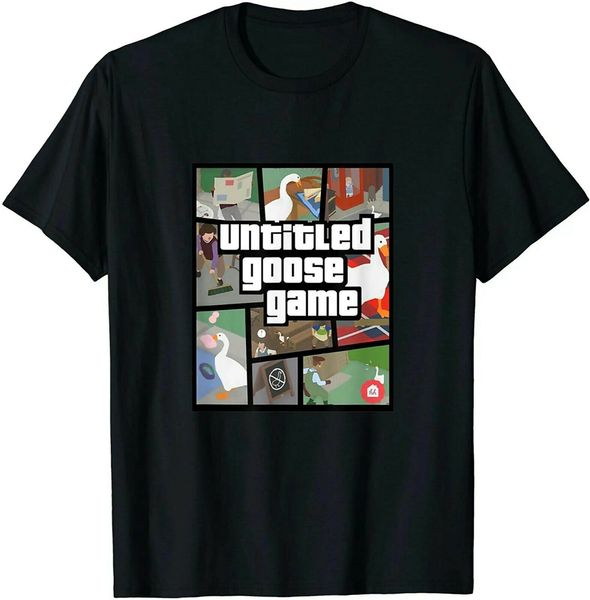 

untitled goose game graphic funny goose meme t-shirt tee shirt homme customized
