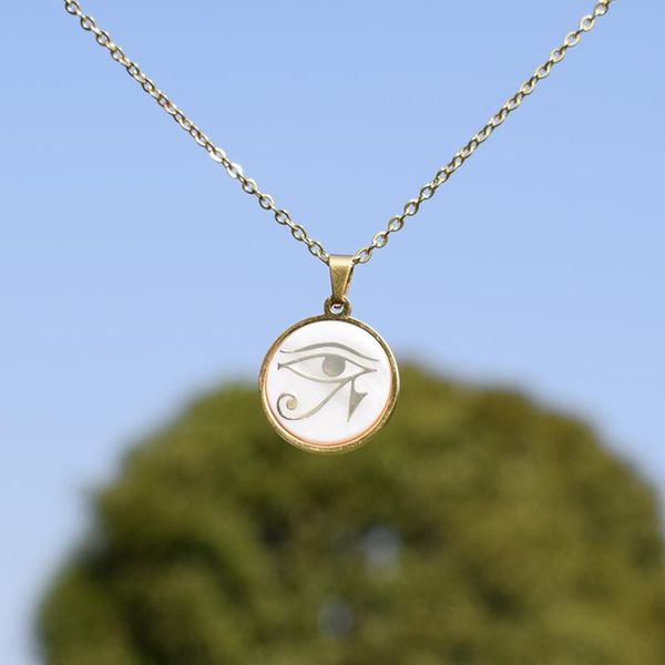 

trendy evil's eye women necklace stainless steel eye of horus shell necklaces & pendants female prayer jewelry gift, Silver