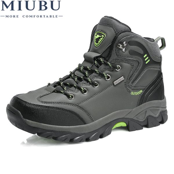 

miubu men shoes winter antiskid waterproof genuine leather climbing & fishing shoes breathable outdoor men big size 39-47, Black