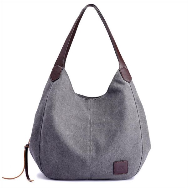

brand womens canvas handbags female hobos single shoulder bags vintage solid multi pocket ladies totes bolsas zer
