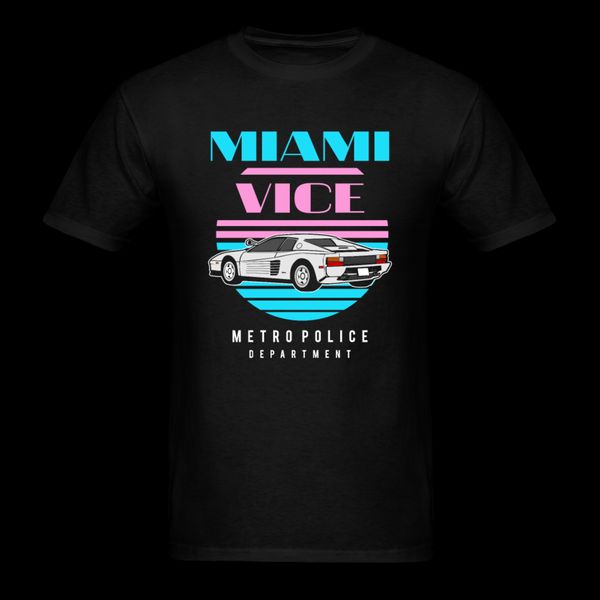 

майами 80-х ретро тв футболка мужчины женщины tee shirt печататься плюс размер