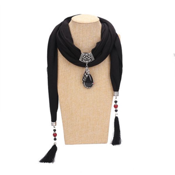 

korean ceramic beads peacock pendant scarf female winter thin long cotton polyester fringed necklace warm bib muslim hijab n26, Blue;gray