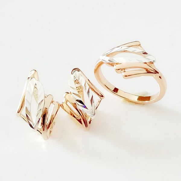 

earrings & necklace trendy women jewelry sets rose gold color romantic silver ring /earring